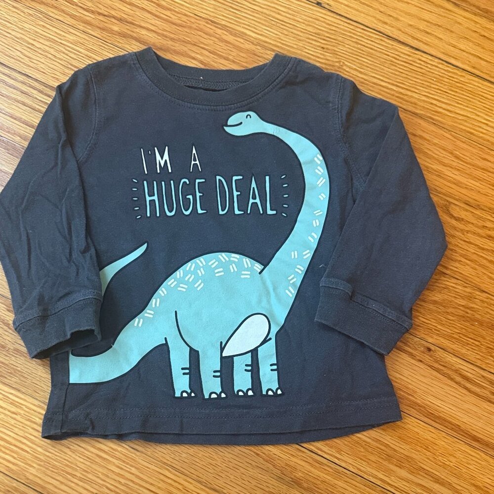 Carter's 12M "I'm A Huge Deal" Gray Dino Long Sleeve